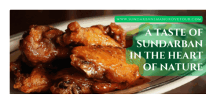 Delicious Sundarban food platter with fresh fish curry, crab dish, and mutton served in village style