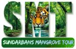 Sundarbans Mangrove Tour logo with tiger, river, and mangrove forest design